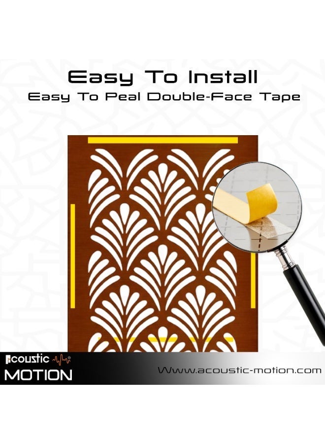 أكويستك موشان لوحات جدارية خشبية من خشب MDF من ACOUSTIC MOTION®، تصميم بالمورا مع شريط لاصق مزدوج الوجه، ديكور جداري بني عصري للمنزل، غرفة المعيشة، غرفة النوم، المكتب والفندق، 25×50×0.5 سم، طقم من 4 قطع - Image 4
